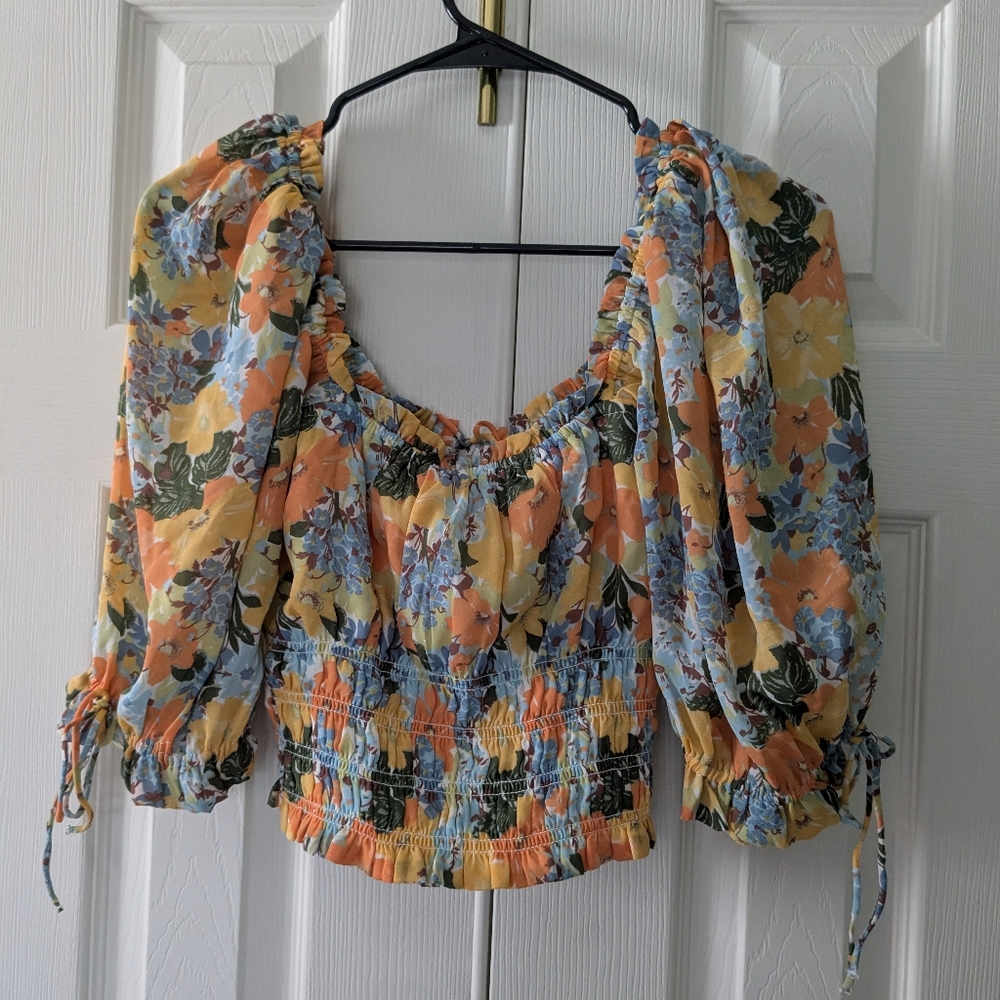 A&F Ruched Square neck top
